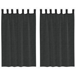 Berkfield Home Voile Curtains with Tab Top 2 pcs Black - thumbnail 2