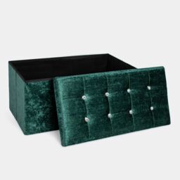 Home Republic Foldable Crushed Velvet Storage Ottoman in Green - Size: 2 Seater - thumbnail 3