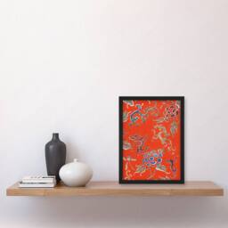 "Artery8 Bold Abstract Floral Pattern Japan Framed Wall Art Print Shin Bijutsukai in Red - Size: W12"" x H16""" - thumbnail 4