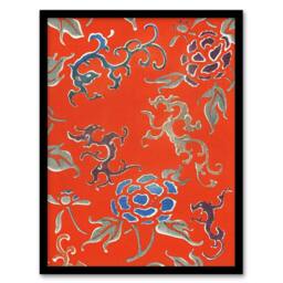 "Artery8 Bold Abstract Floral Pattern Japan Framed Wall Art Print Shin Bijutsukai in Red - Size: W12"" x H16""" - thumbnail 1