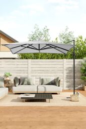 Living and Home 3m x 3m Square Cantilever Garden Parasol in Grey - thumbnail 1