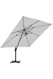 Living and Home 3m x 3m Square Cantilever Garden Parasol in Grey - thumbnail 3