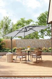 Living and Home 3m x 3m Square Cantilever Garden Parasol in Grey - thumbnail 2