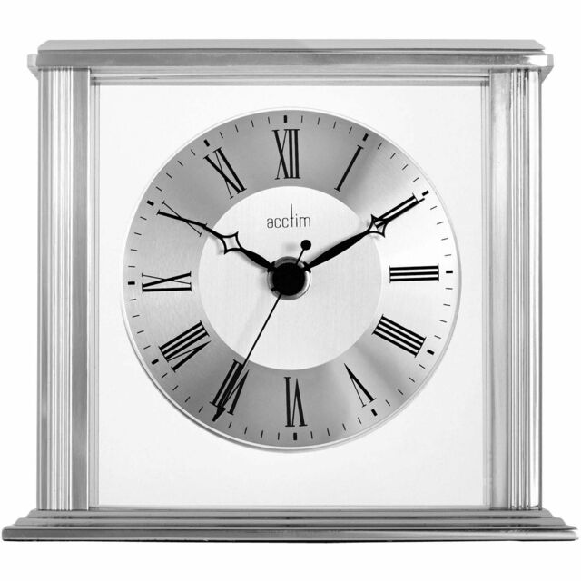 Acctim Hamilton Mantel Clock Quartz Brushed Metal & Glass Floating Effect Energy Efficient in Silver - image 1