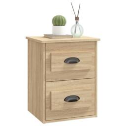 Berkfield Home Elegant Wall-mounted Bedside Cabinets 2 pcs Sonoma Oak 41.5x36x53cm in Light Oak - Size: 41.5x36x53 cm - thumbnail 5