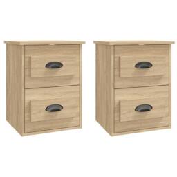 Berkfield Home Elegant Wall-mounted Bedside Cabinets 2 pcs Sonoma Oak 41.5x36x53cm in Light Oak - Size: 41.5x36x53 cm - thumbnail 3