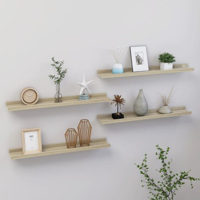 Berkfield Home Wall Shelves 4 pcs Sonoma Oak 60x9x3 cm in Brown - Size: 60 x 9 x 3 cm - image 1