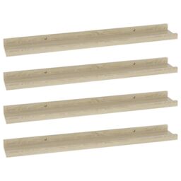 Berkfield Home Wall Shelves 4 pcs Sonoma Oak 60x9x3 cm in Brown - Size: 60 x 9 x 3 cm - thumbnail 2