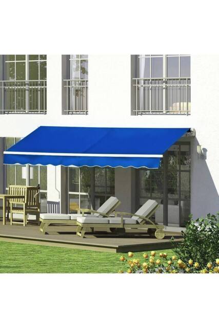 Living and Home 3.5m W x 3m D Retractable Patio Awning in Blue - image 1