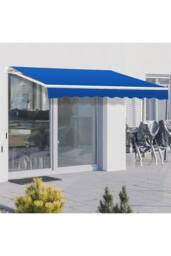 Living and Home 3.5m W x 3m D Retractable Patio Awning in Blue - thumbnail 2