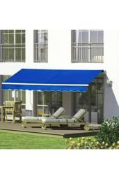 Living and Home 3.5m W x 3m D Retractable Patio Awning in Blue - thumbnail 1