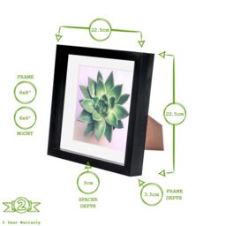 "Nicola Spring 3D Box Photo Frame - 8 x 8"" with 6 x 6"" Mount - White Mount in Light Brown" - thumbnail 4