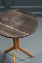 Orsina Round Black Marble Side Table, Sleek Black Marble Top with Gold Tripod Iron Base, Geometric Accent Table - thumbnail 2