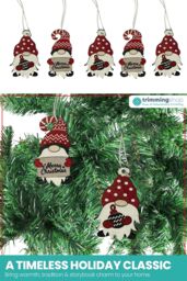 Neel Blue Wooden Xmas Tree Hanging Decorations, Red & White Gnome Ornaments with Merry Christmas Sign - thumbnail 4