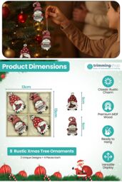 Neel Blue Wooden Xmas Tree Hanging Decorations, Red & White Gnome Ornaments with Merry Christmas Sign - thumbnail 2