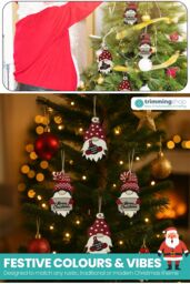Neel Blue Wooden Xmas Tree Hanging Decorations, Red & White Gnome Ornaments with Merry Christmas Sign - thumbnail 3