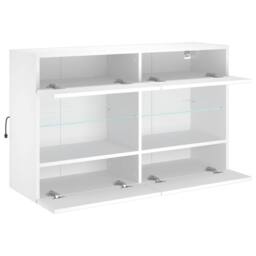 Berkfield Home TV Wall Cabinet with LED Lights White 98.5x30x60.5 cm - thumbnail 8