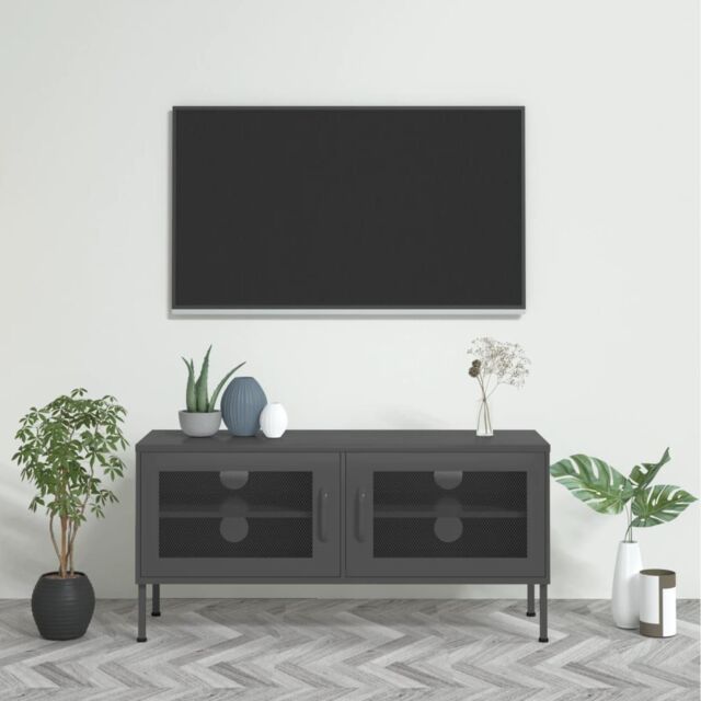 Berkfield Home TV Cabinet Anthracite 105x35x50 cm Steel in Black - Size: 105 x 35 x 50 cm - image 1
