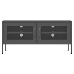 Berkfield Home TV Cabinet Anthracite 105x35x50 cm Steel in Black - Size: 105 x 35 x 50 cm - thumbnail 3