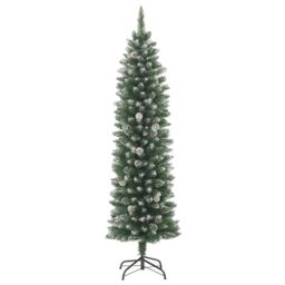 Berkfield Home Artificial Slim Christmas Tree with Stand 210 cm PVC in Green - thumbnail 2