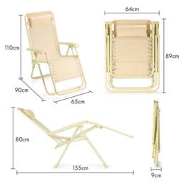 VonHaus Verona Set of 2 Textilene Folding Garden Zero Gravity Chairs in Yellow - Size: 2 Pack - thumbnail 9