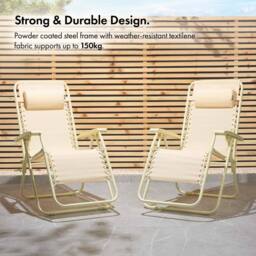 VonHaus Verona Set of 2 Textilene Folding Garden Zero Gravity Chairs in Yellow - Size: 2 Pack - thumbnail 4