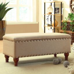 Luxury Living Chelsea Storage Ottoman Bench in Tan - thumbnail 3