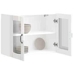Berkfield Home Kitchen Wall Cabinet with Glass Door Lucca High Gloss White Engineered Wood - thumbnail 1