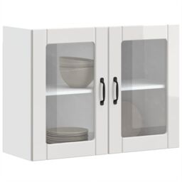 Berkfield Home Kitchen Wall Cabinet with Glass Door Lucca High Gloss White Engineered Wood - thumbnail 5