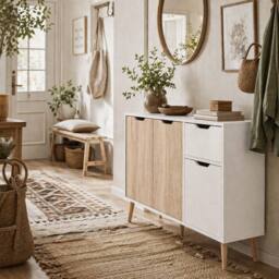 Wyld Haus Surinam Natural Wood Effect Sideboard 3 Drawers 3 Cupboards
