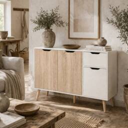 Wyld Haus Surinam Natural Wood Effect Sideboard 3 Drawers 3 Cupboards - thumbnail 2
