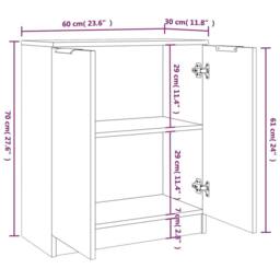 Berkfield Home Sideboards 2 pcs Grey Sonoma 60x30x70 cm Engineered Wood - Size: 60 x 30 x 70 cm - thumbnail 6