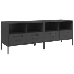 Berkfield Home TV Cabinets 2 pcs Black 68x39x50.5 cm Steel - thumbnail 1