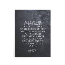"Artery8 Acts 1 8 You Will Be My Witness Bible Quote Canvas Wall Art Print in Grey - Size: W18"" x H24""" - thumbnail 1