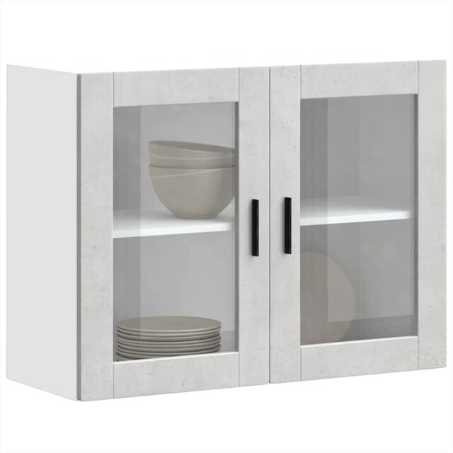 Berkfield Home Kitchen Wall Cabinet with Glass Door Porto Concrete Grey - image 1