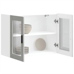 Berkfield Home Kitchen Wall Cabinet with Glass Door Porto Concrete Grey - thumbnail 5