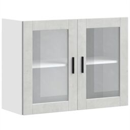 Berkfield Home Kitchen Wall Cabinet with Glass Door Porto Concrete Grey - thumbnail 2