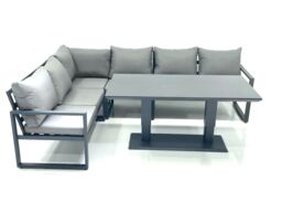 Fimous Aluminum Outdoor Garden Furniture Set Corner Sofa Adjustable Rising Lifting Dining Table Sets Dark Grey - thumbnail 1