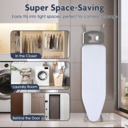 Costway Full Size Ironing Board 120cm x 38cm Carbon Steel Ironing Table in White - Size: 120 cm x 38 cm - thumbnail 4
