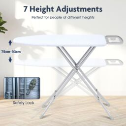 Costway Full Size Ironing Board 120cm x 38cm Carbon Steel Ironing Table in White - Size: 120 cm x 38 cm - thumbnail 5