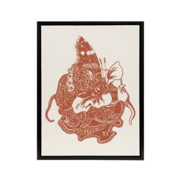 "Artery8 Butterfly on Nasturtium Flower Framed Canvas Wall Art Print van Hoytema in Red - Size: W12"" x H16""" - thumbnail 1