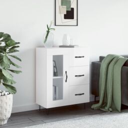 Berkfield Home Sideboard High Gloss White 69.5x34x90 cm Engineered Wood - thumbnail 1