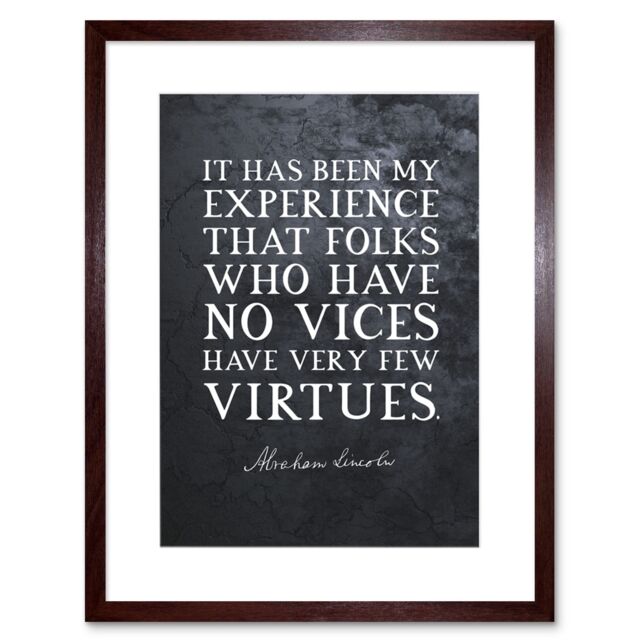 "Artery8 Wall Art Print Slate Quote Abraham Lincoln Vices Virtues Artwork Framed 9X7 Inch in Brown - Size: W7"" x H9""" - image 1