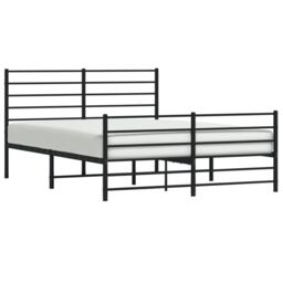 Berkfield Home Metal Bed Frame with Headboard & Footboard Black 135x190 cm Double - thumbnail 4