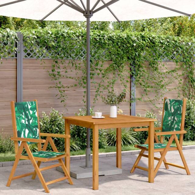 Berkfield Home Beautiful Garden Chairs 2 pcs Leaf Pattern Solid Wood Acacia and in Green - image 1