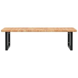 Berkfield Home Basin Shelf Wall Mounted Steel & Solid Wood Oak in Brown - thumbnail 4
