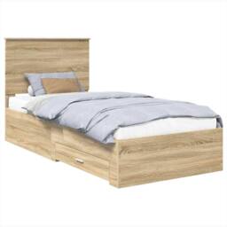 Berkfield Home Bed Frame Sonoma Oak & Silver 75 x 190 cm Engineered Wood in Brown - thumbnail 2