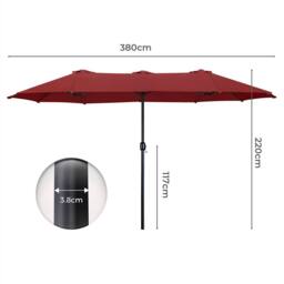 Mountview Big Parasol Patio Umbrella Outdoor Garden Pool Sun Shade Double-Sided in Red - thumbnail 4