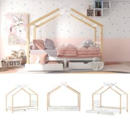 Merax 3FT Single Bed Wooden House Bed With Two Storage Drawers in Natural - thumbnail 4