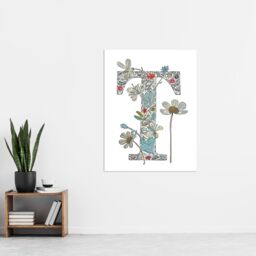 "Artery8 Women's Wall Art Print Letter T in Wildflowers Flowers Pretty Cute Floral Word Art For Her Poster - Size: W12"" x H16""" - thumbnail 4